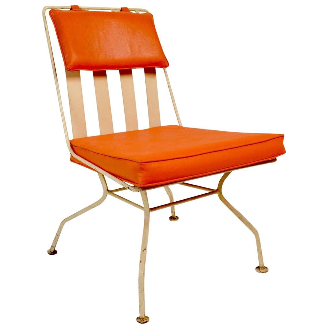 Woodard Chair with Orange Seat and Back Pad