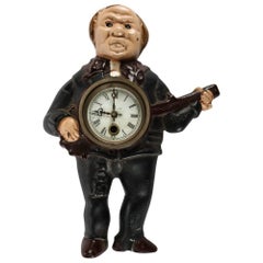 Bradley & Hubbard Horloge en fonte à œil clignotant "John Bull":: joueur de banjo:: 1857