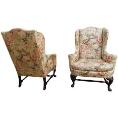 Handsome Pair of Georgian Style Wingback Chairs W & J Sloane, Midcentury