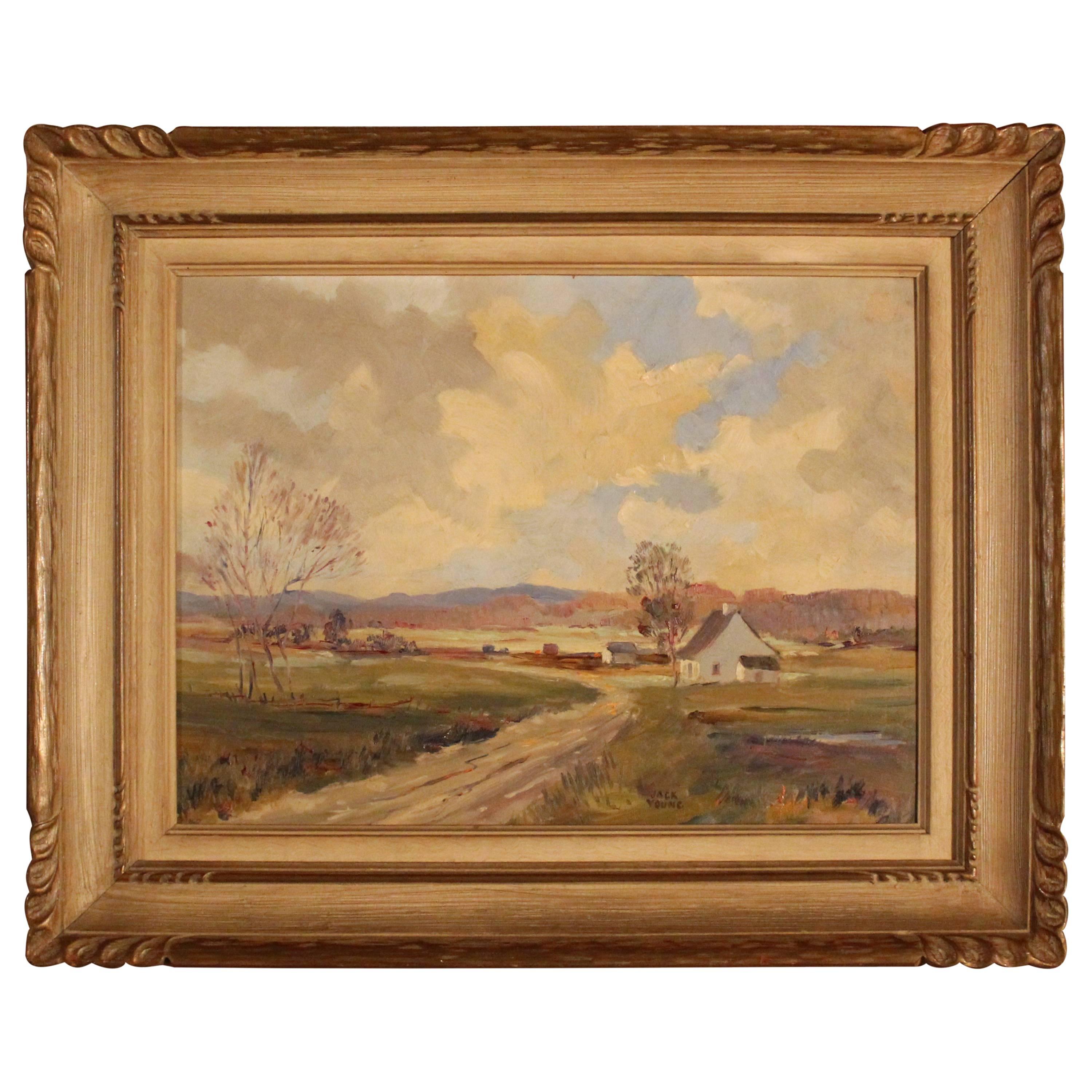 Jack Young (Canada 1894-1963) 
Size without frame: 12" high x 16" wide
Size with frame: 17.25" high x 21.25" wide.