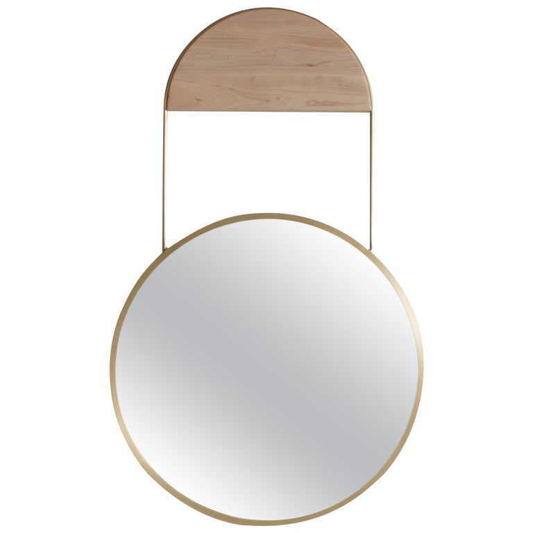 Penny Round Brass Wall Hanging Mirror For Sale at 1stdibs