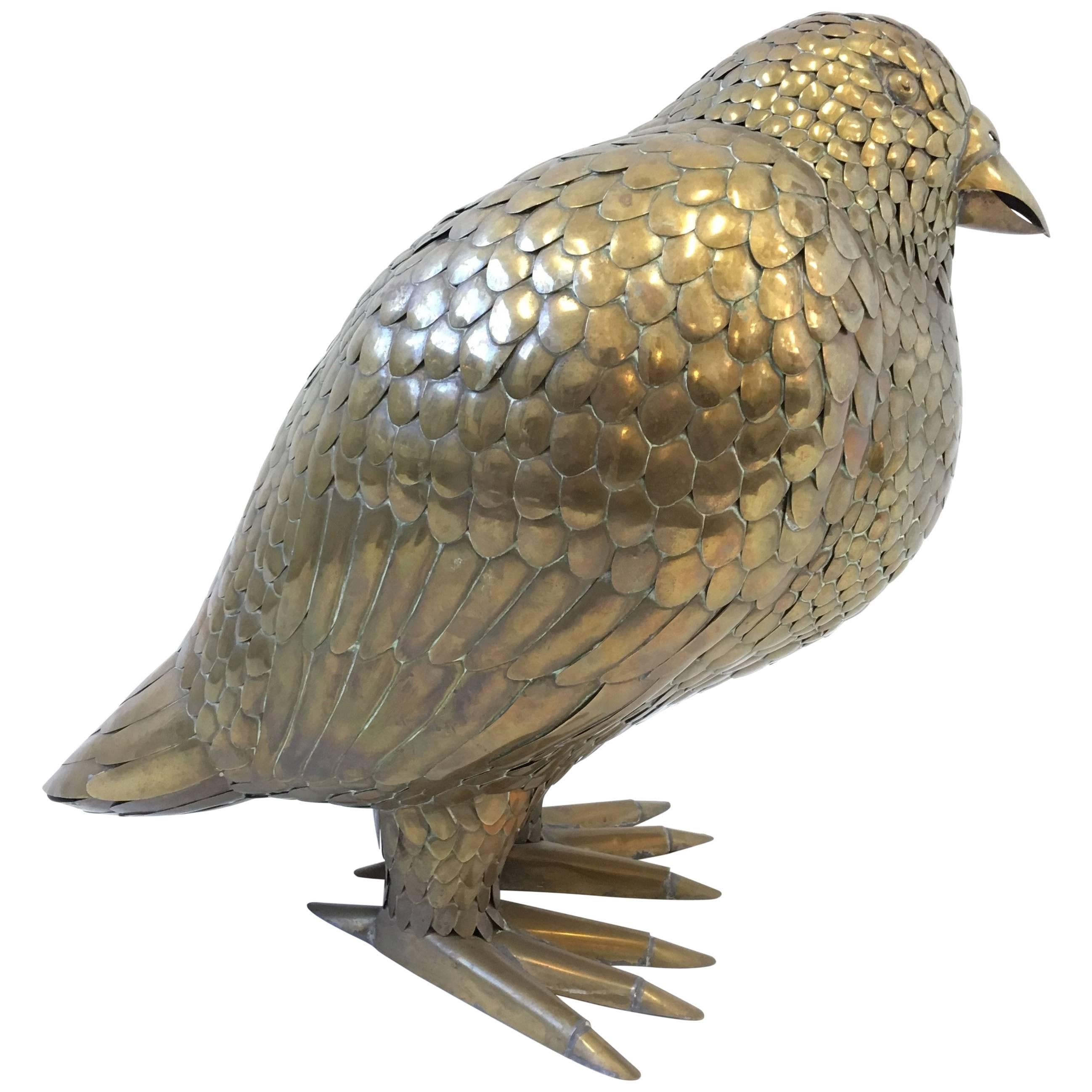 Large Brass Bird Sculpture by Sergio Bustamante