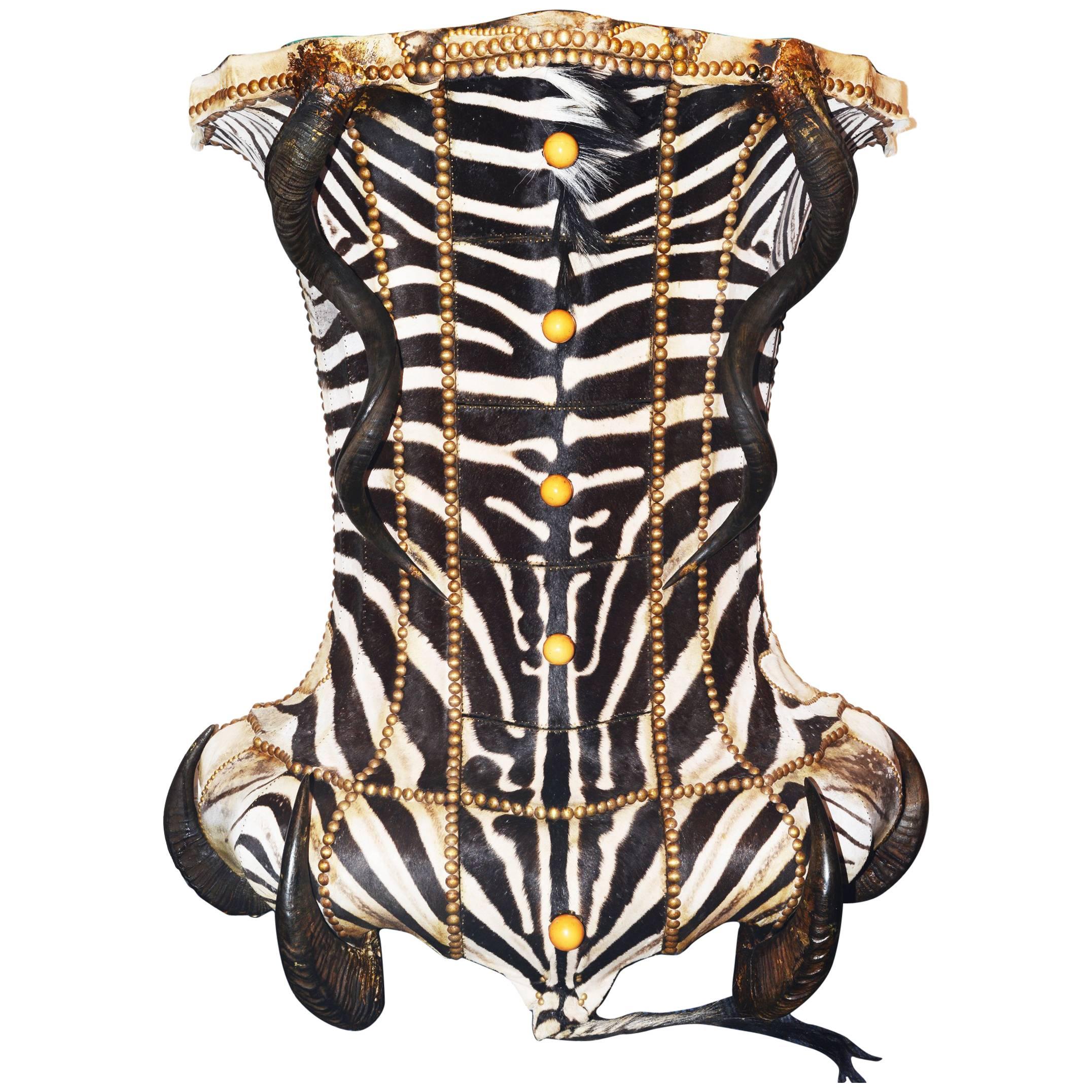 Zebra Head Chest of Drawers with Zebra Skin