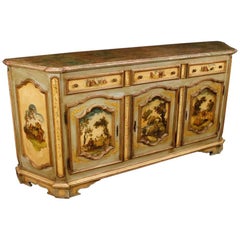 20th Century Venetian Lacquered and Painted Sideboard in Wood