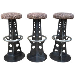 Set of Three Eiffel Tower Iron Bar Stools