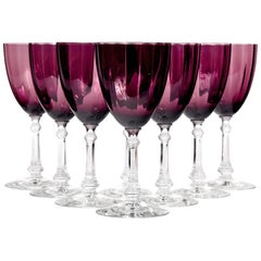 Art Deco Style Amethyst Glass Wine Stems