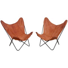 Rare Matched Pair of Ferrari Hardoy Butterfly Chairs for Knoll