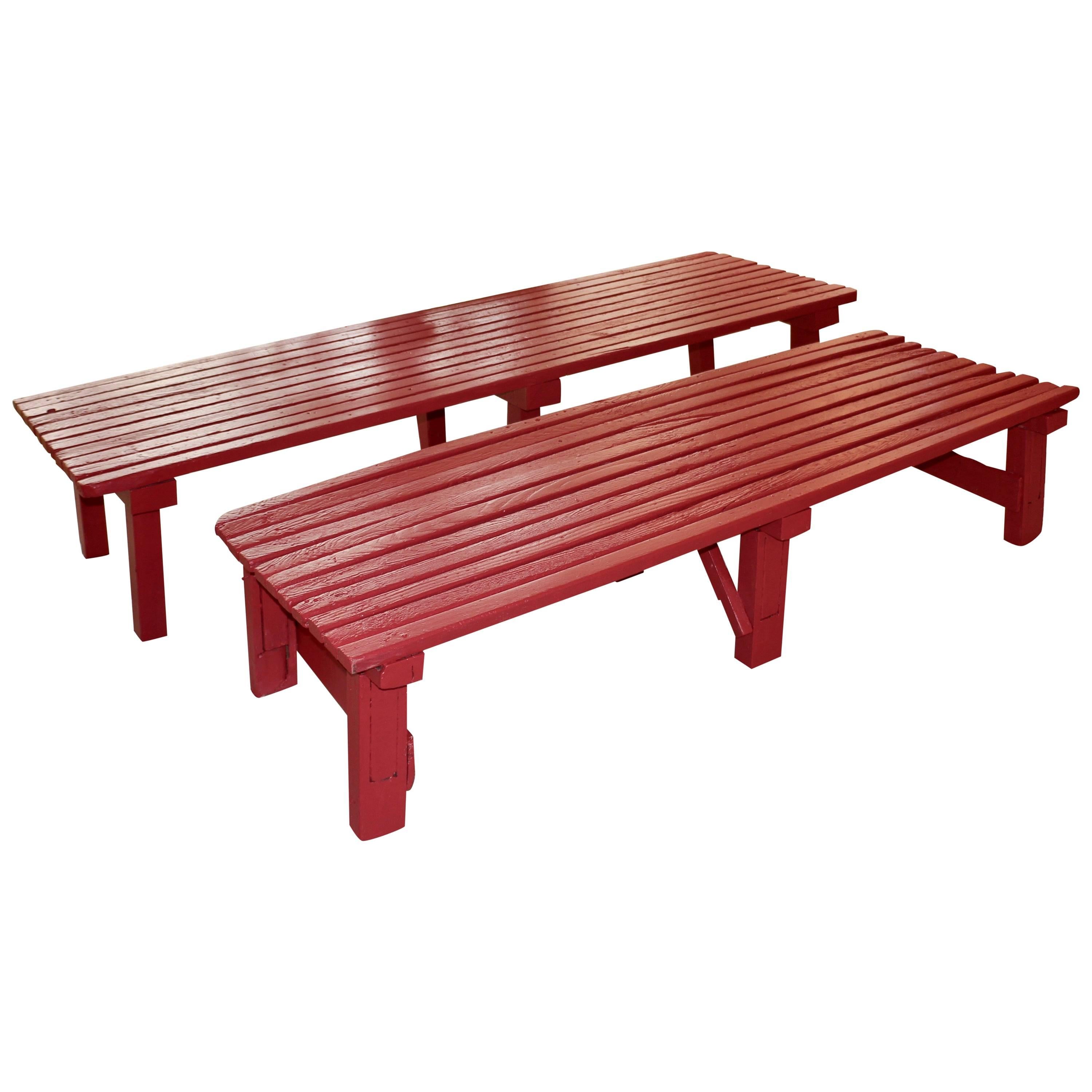 Two Benches in Painted Wood For Sale