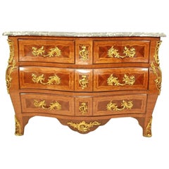 Antique French 19th Century Large Louis XV Style Commode à Tombeau or Chest of Drawers