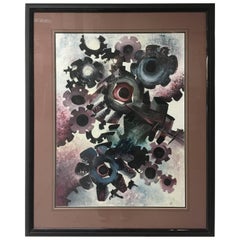 Abstract Acrylic on Board, Modernist, 1980s