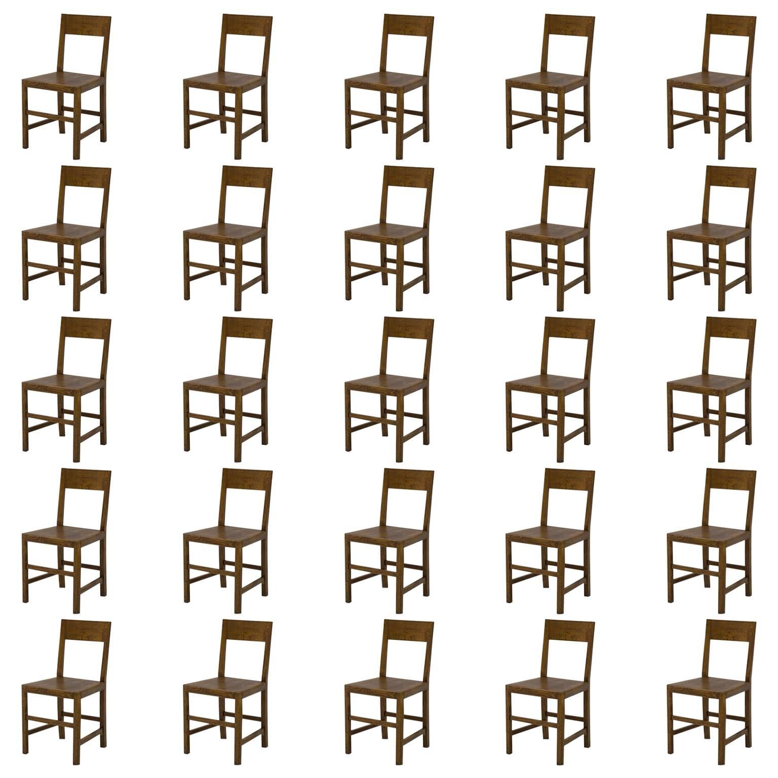 Large Set of Solid Oak Belgian Court Chairs