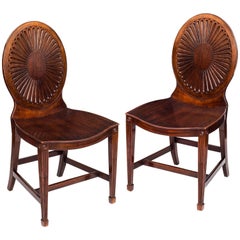 English 18th Century George III Period Pair of Neoclassical Hall Chairs