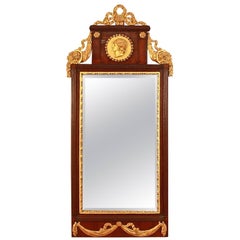 Empire Veneered and Giltwood Pier Mirror, North Germany (Altona) or Denmark