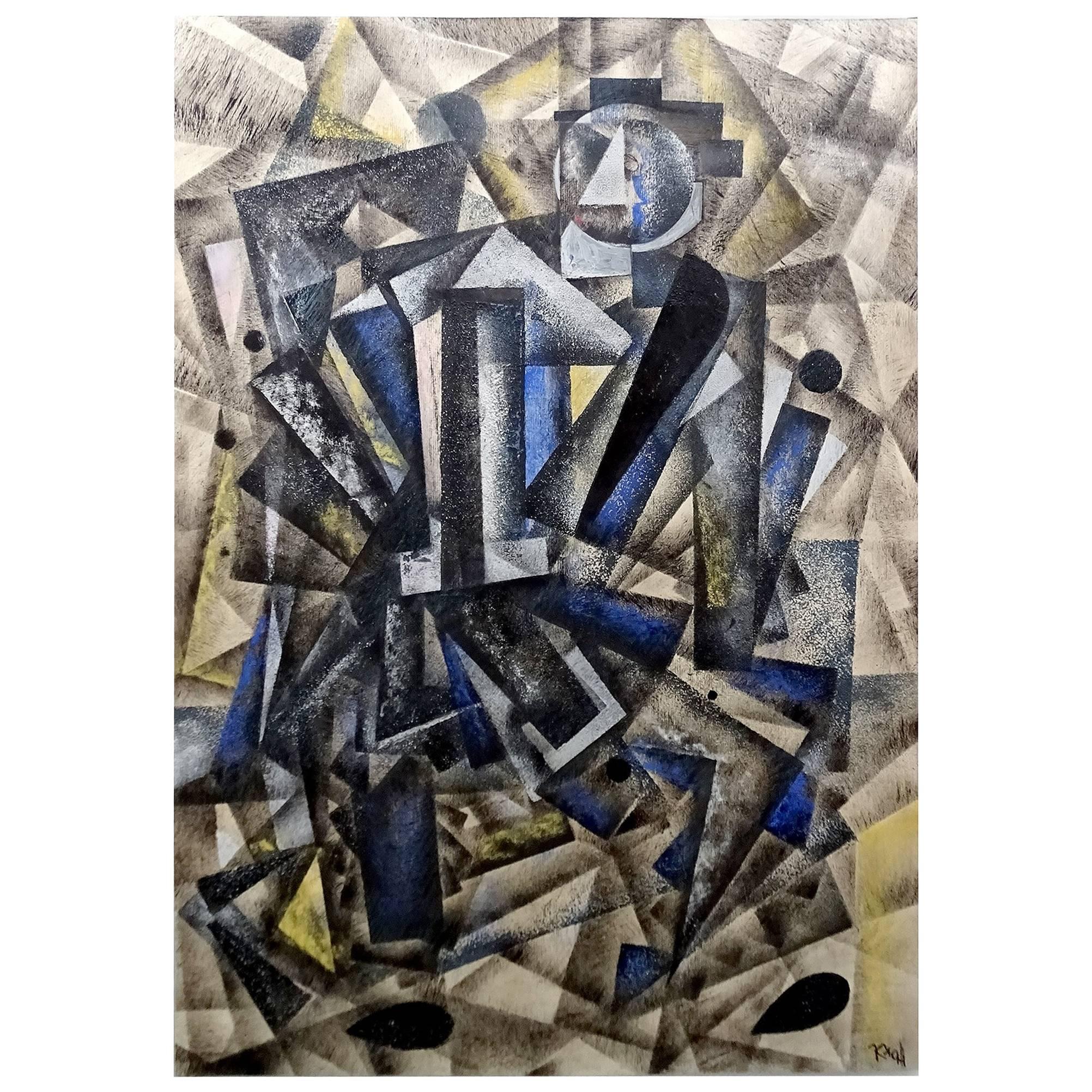 Avantgarde Cubist Russian Painting, Malevich Popova Rodchenko Era Style For Sale