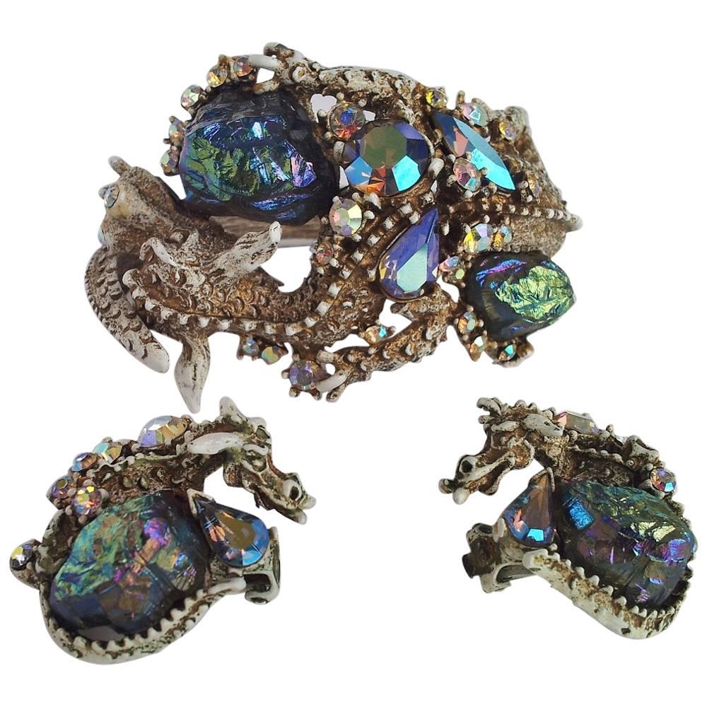 HAR Vintage Dragon Bracelet & Earrings, 1959, American For Sale