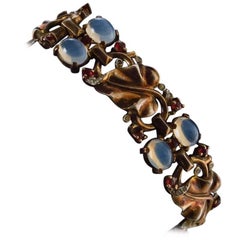 Trifari Vintage Bracelet Moonstones on Vermeil Gold Gilt Sterling Silver, Alfred