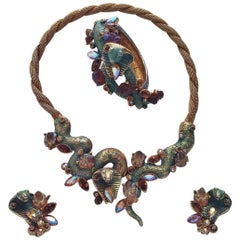 AR Vintage Cobra Necklace, Bracelet and Earrings, 1959, American