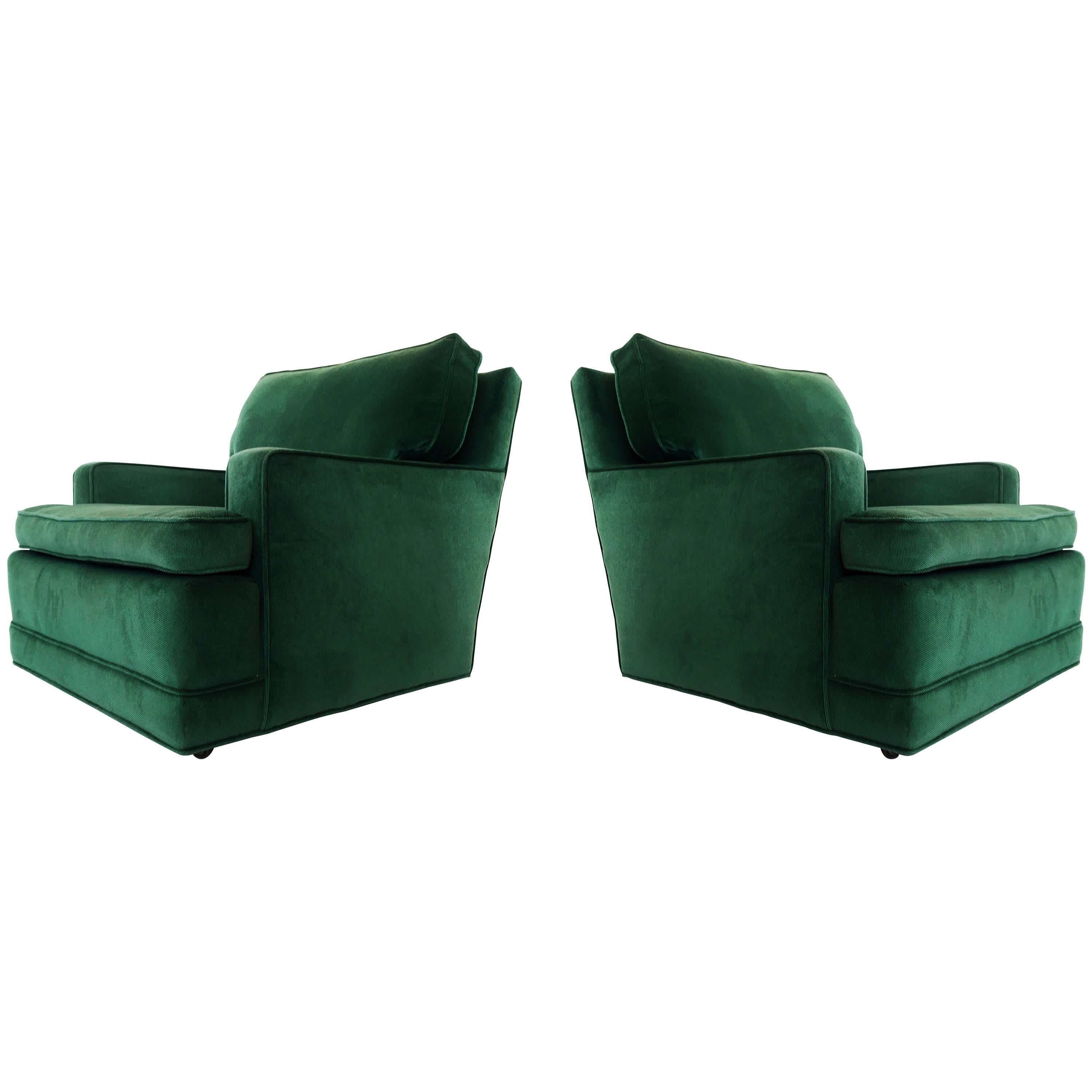 Pair of Billy Haines Style "Seniah" Chairs in Green Upholstery For Sale