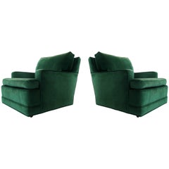 Pair of Billy Haines Style "Seniah" Chairs in Green Upholstery