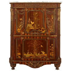 Used French Gilt Bronze Mounted Marquetry Secrétaire en Armoire