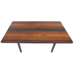 Milo Baughman Mixed Woods Dining Table with Two Leaves