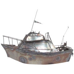 Metal Work Sculpture of Cabin Cruiser Boat "Nansea" Dated 1979