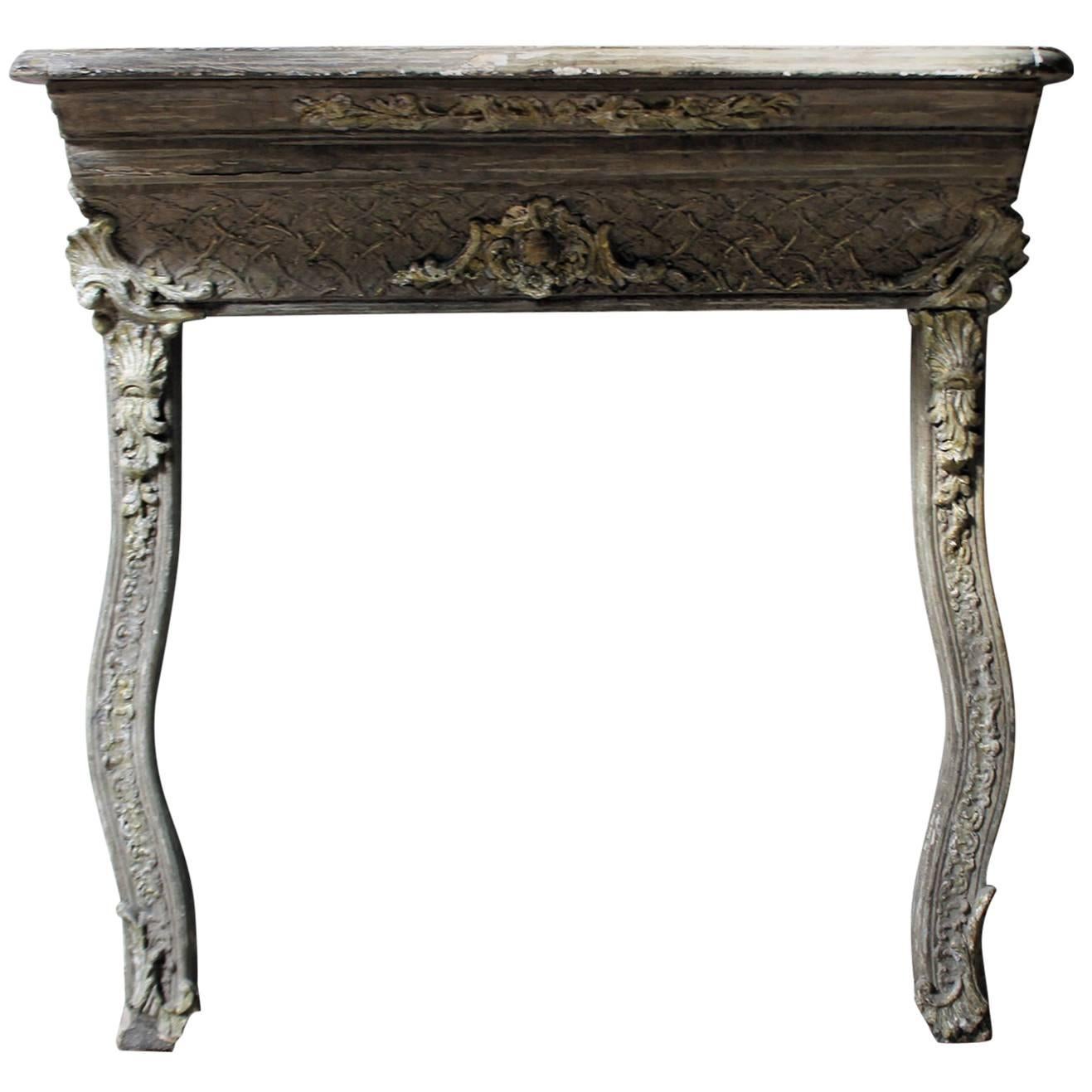 French Painted Giltwood & Gesso Fireplace Surround / Console Table, circa 1880