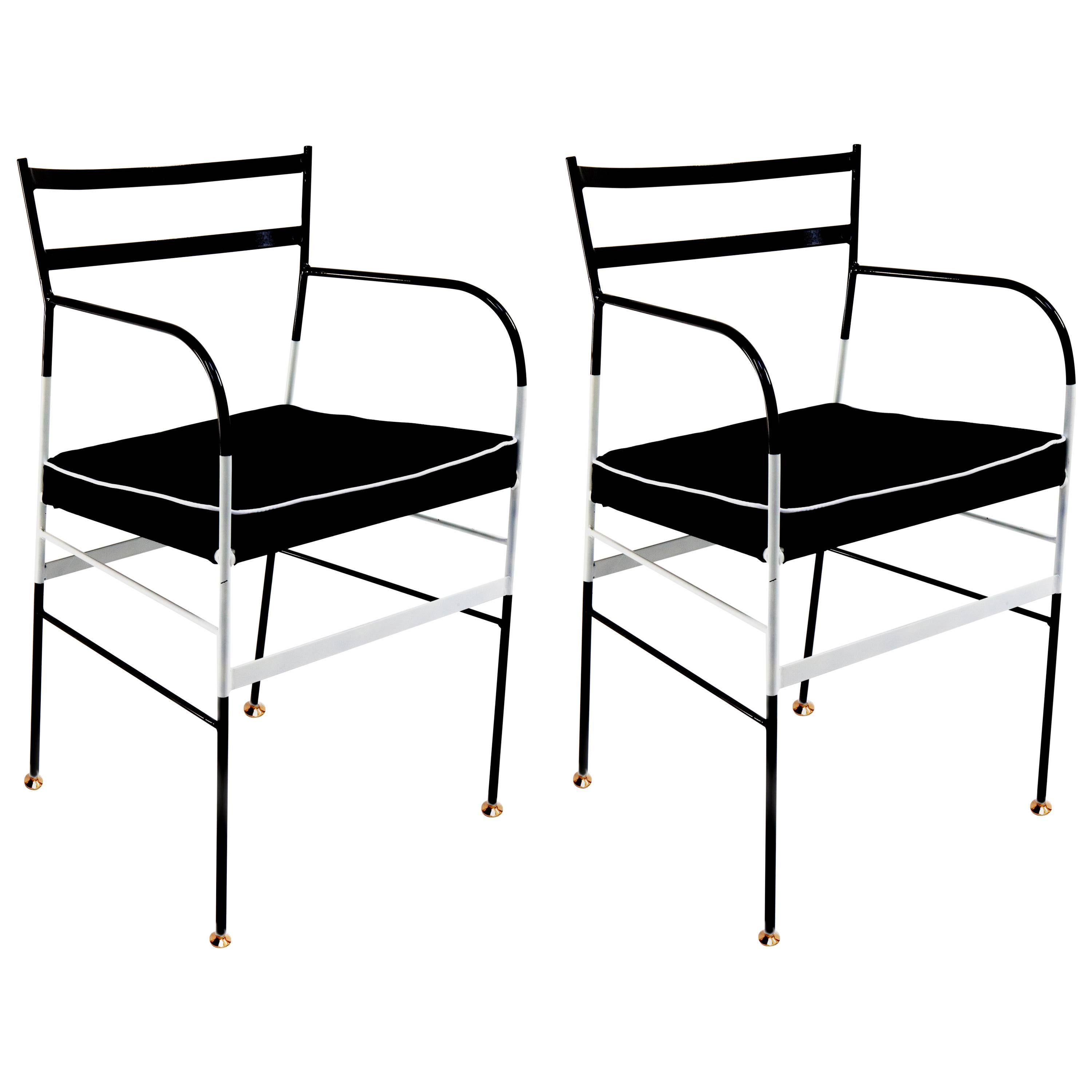 Pair of Paul Black and White Chairs by Sotow, Made in Italy For Sale