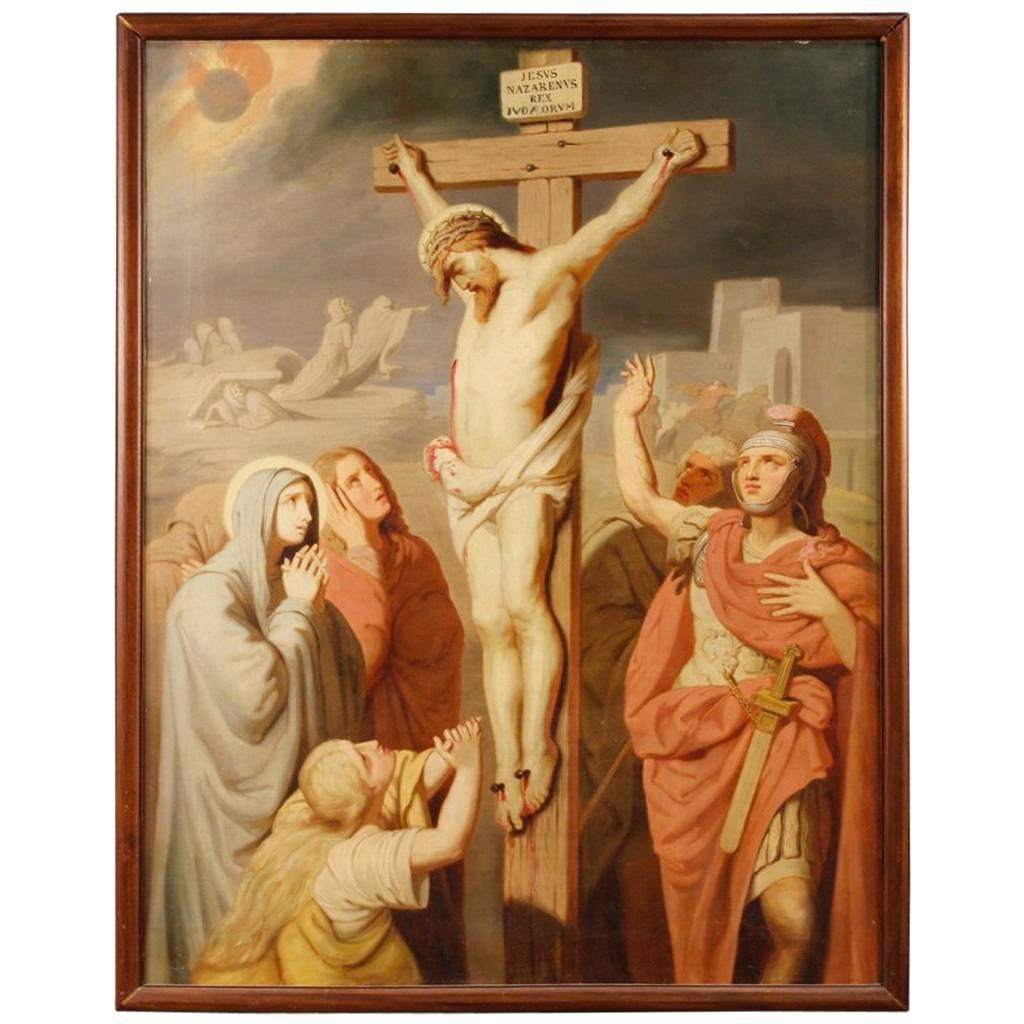 19th Century French Religious Painting Crucifixion