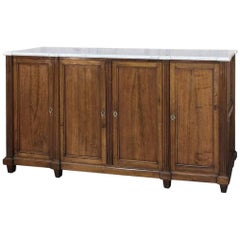 19th Century French Directoire Marble-Top Mahogany Buffet