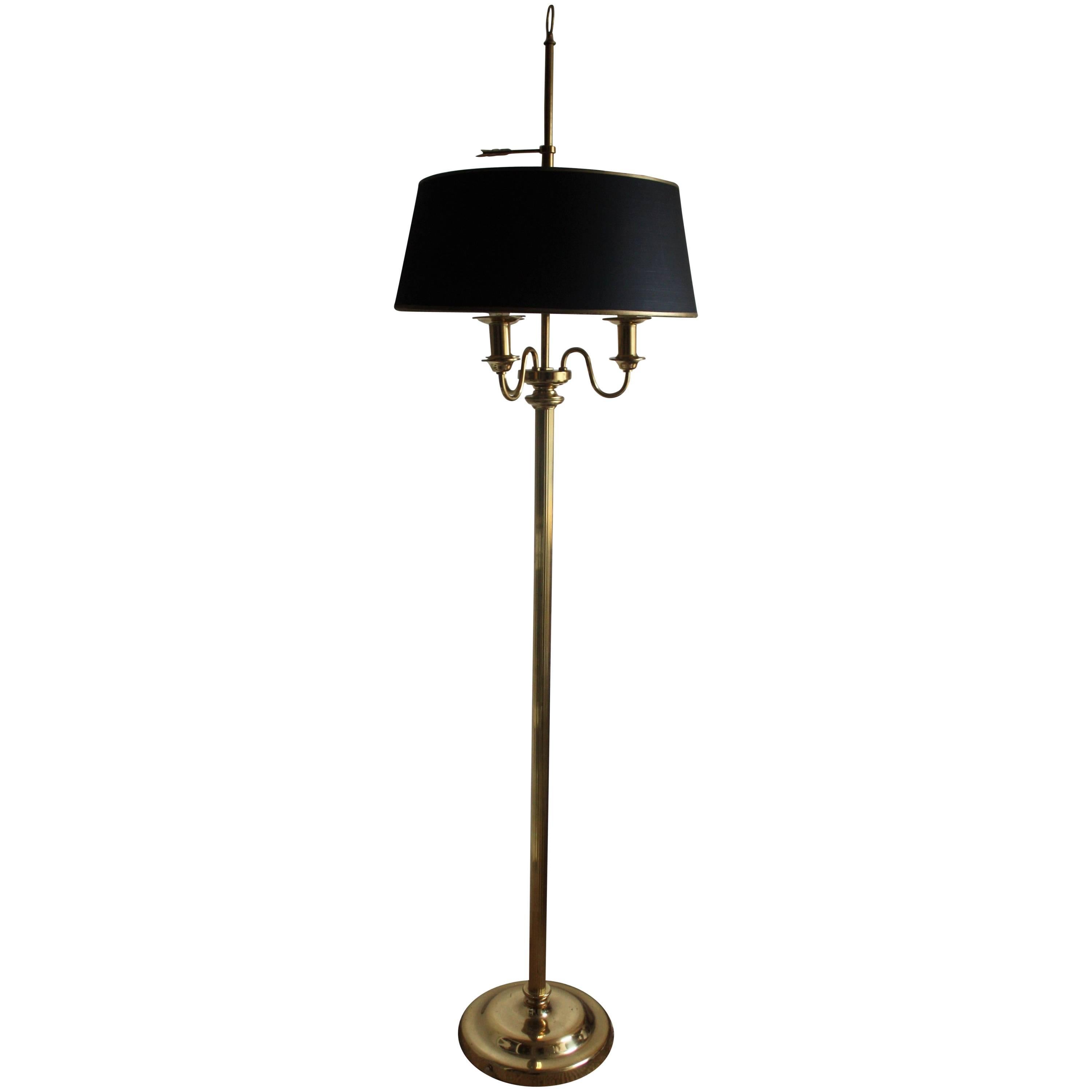 French Bouillotte Brass Floor Lamp in the Style of Maison Bagues, circa 1970s