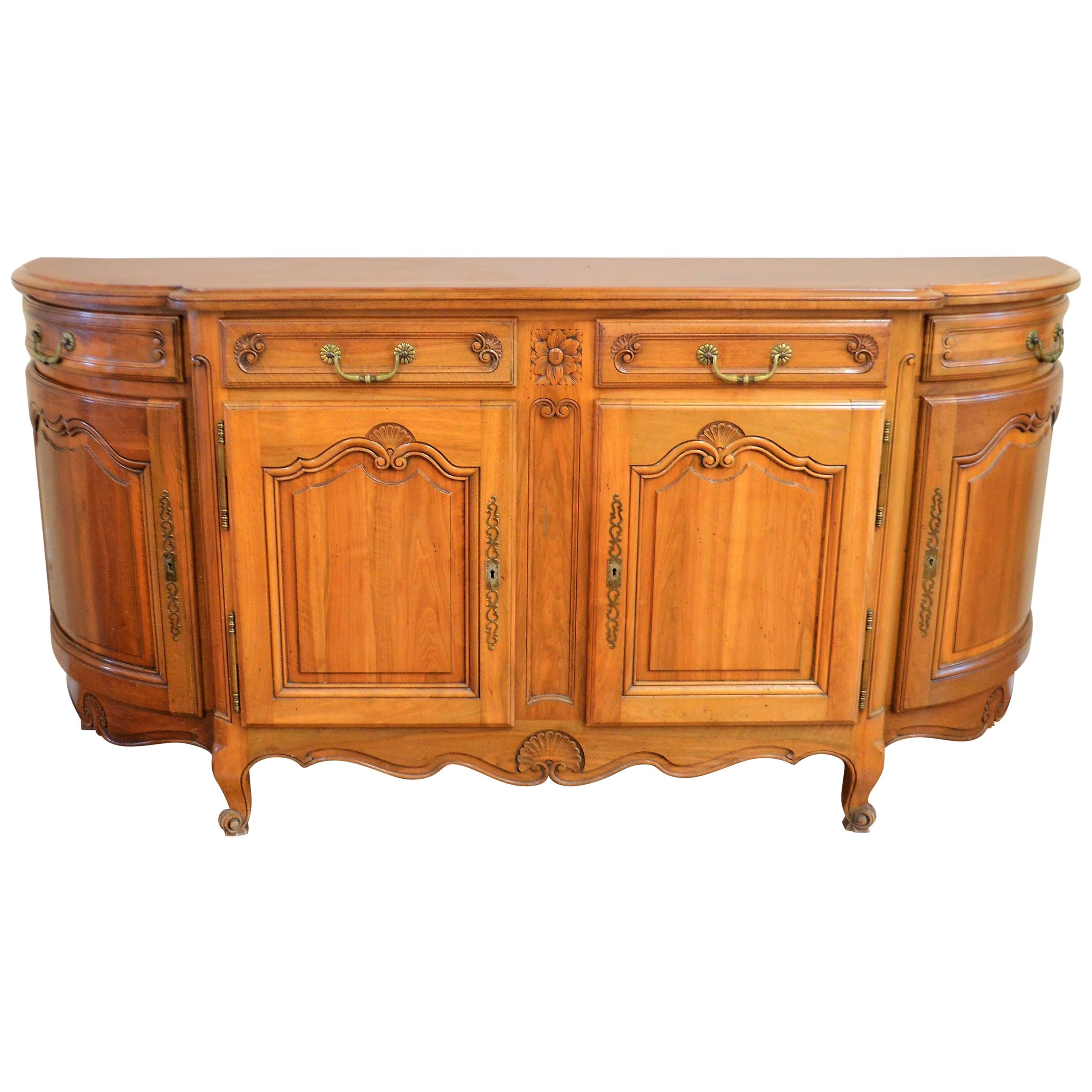 Louis XV Style Solid Cherrywood Sideboard/Buffet Hand-Carved and Storage