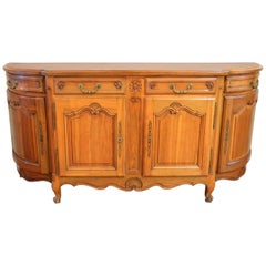 Antique Louis XV Style Solid Cherrywood Sideboard/Buffet Hand-Carved and Storage