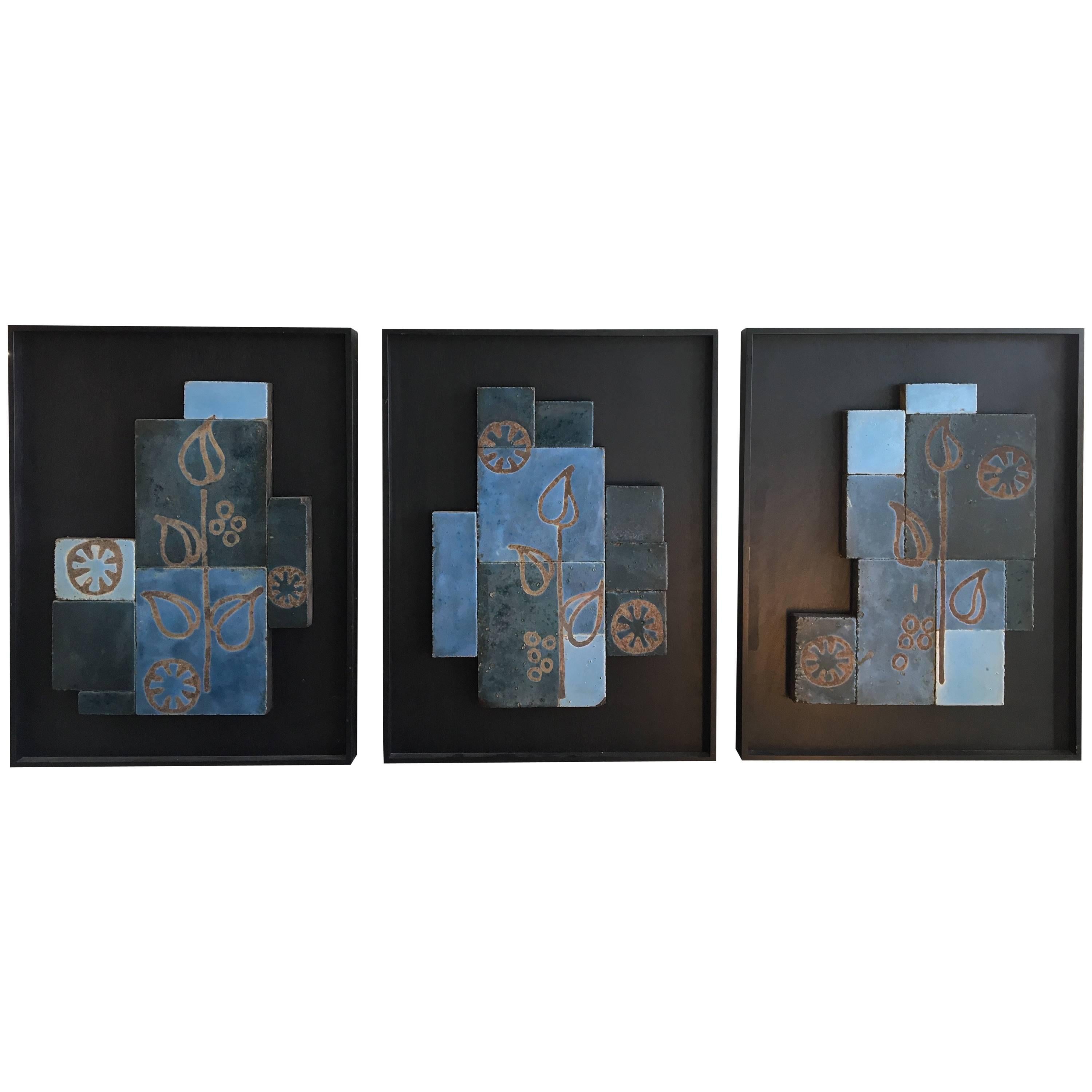 Set of Three Glazed Tile Assemblages from the South of France