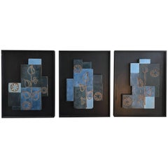 Set of Three Glazed Tile Assemblages from the South of France