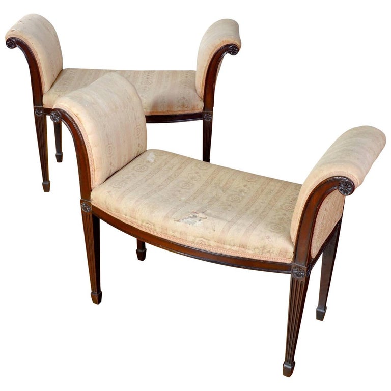 George III Pair of Mahogany Window Seats For Sale at 1stdibs
