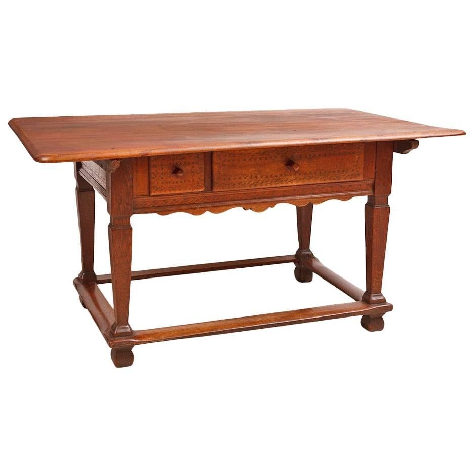 18th Century Tyrolean Farmhouse Dining/ Kitchen Table in Fruitwood from Austria
