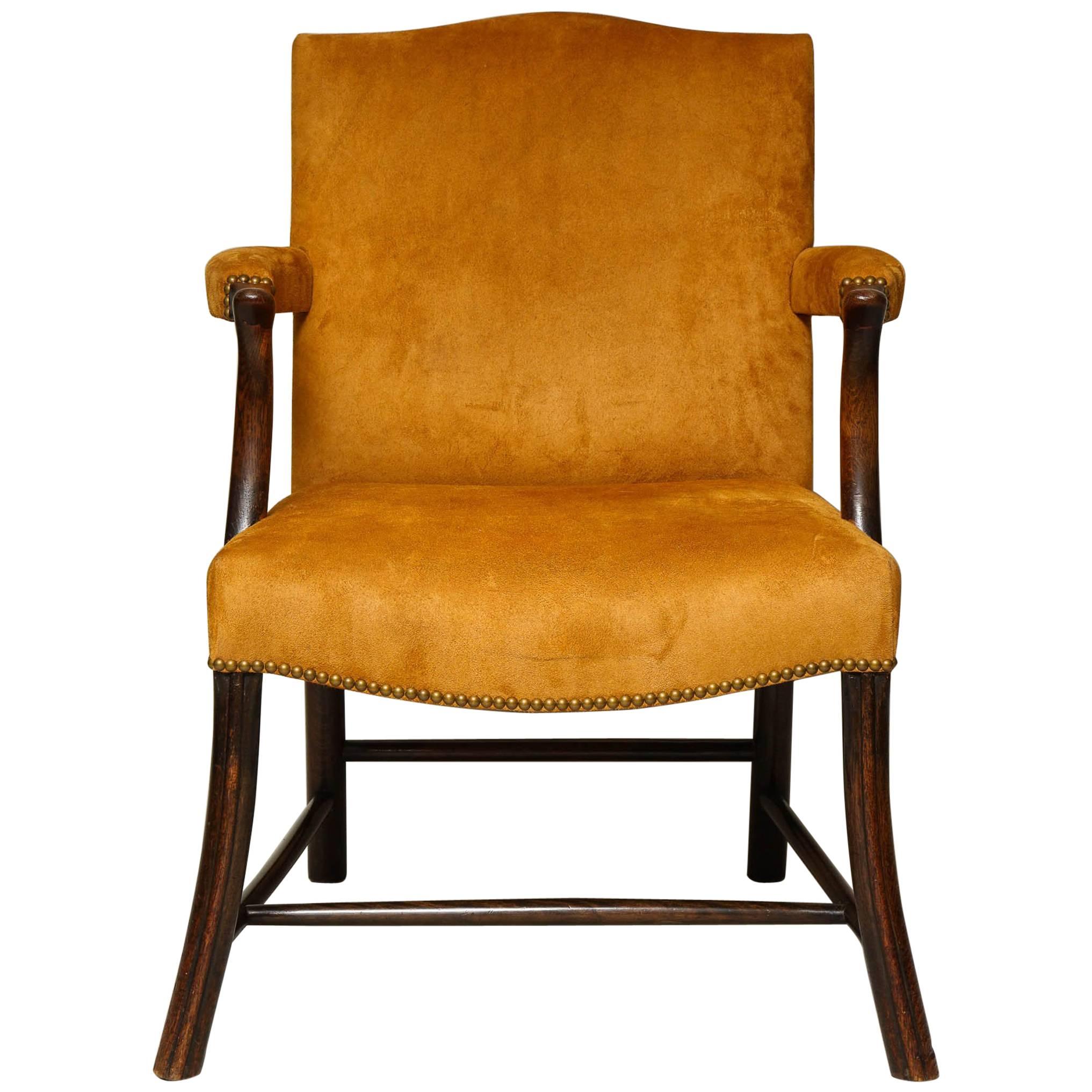 Scottish Oak and Suede Library Chair