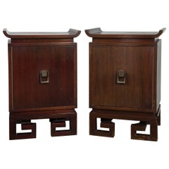 Retro Pair of James Mont Style Bedside Tables