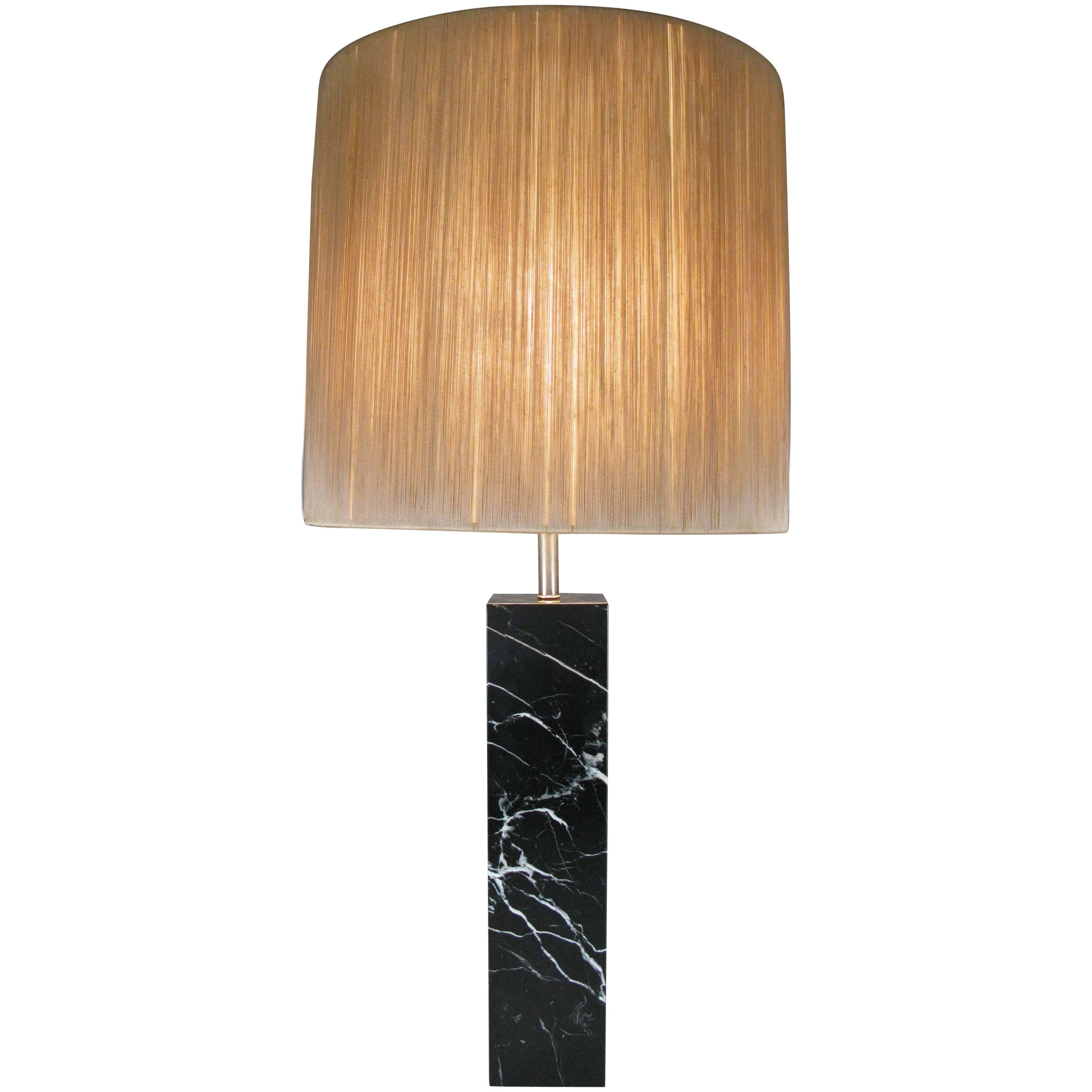 Classic 1950s Black Marble Table Lamp
