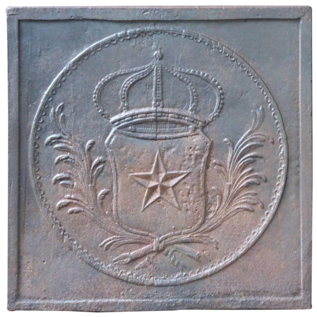 Französische „Arms of France“-Feuerböcke des 19. Jahrhunderts, Kaminsims / Backsplash im Angebot