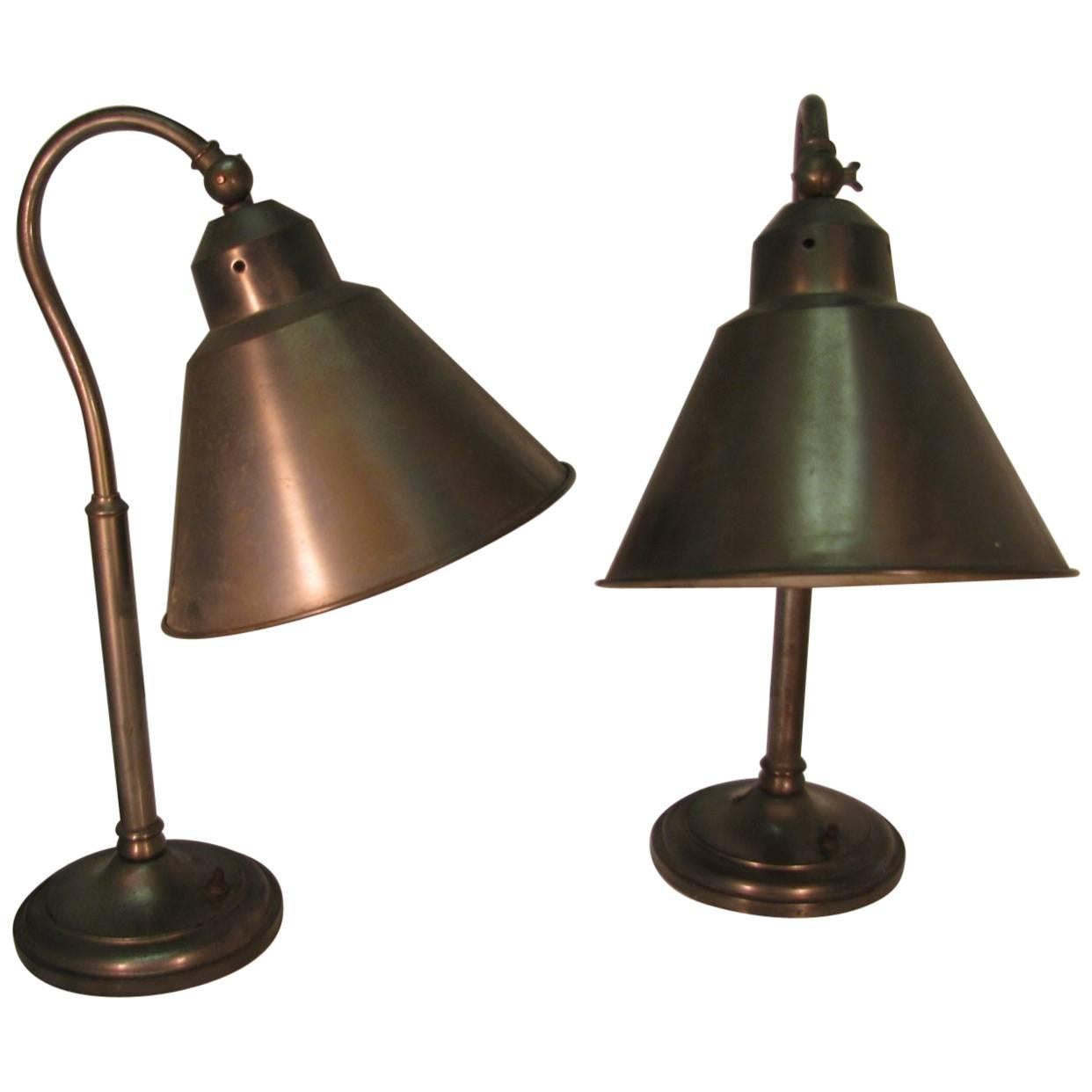 Pair of Steel Bedside Table Lamps For Sale at 1stDibs