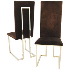 Set of Two Willy Rizzo Style Dining Chairs