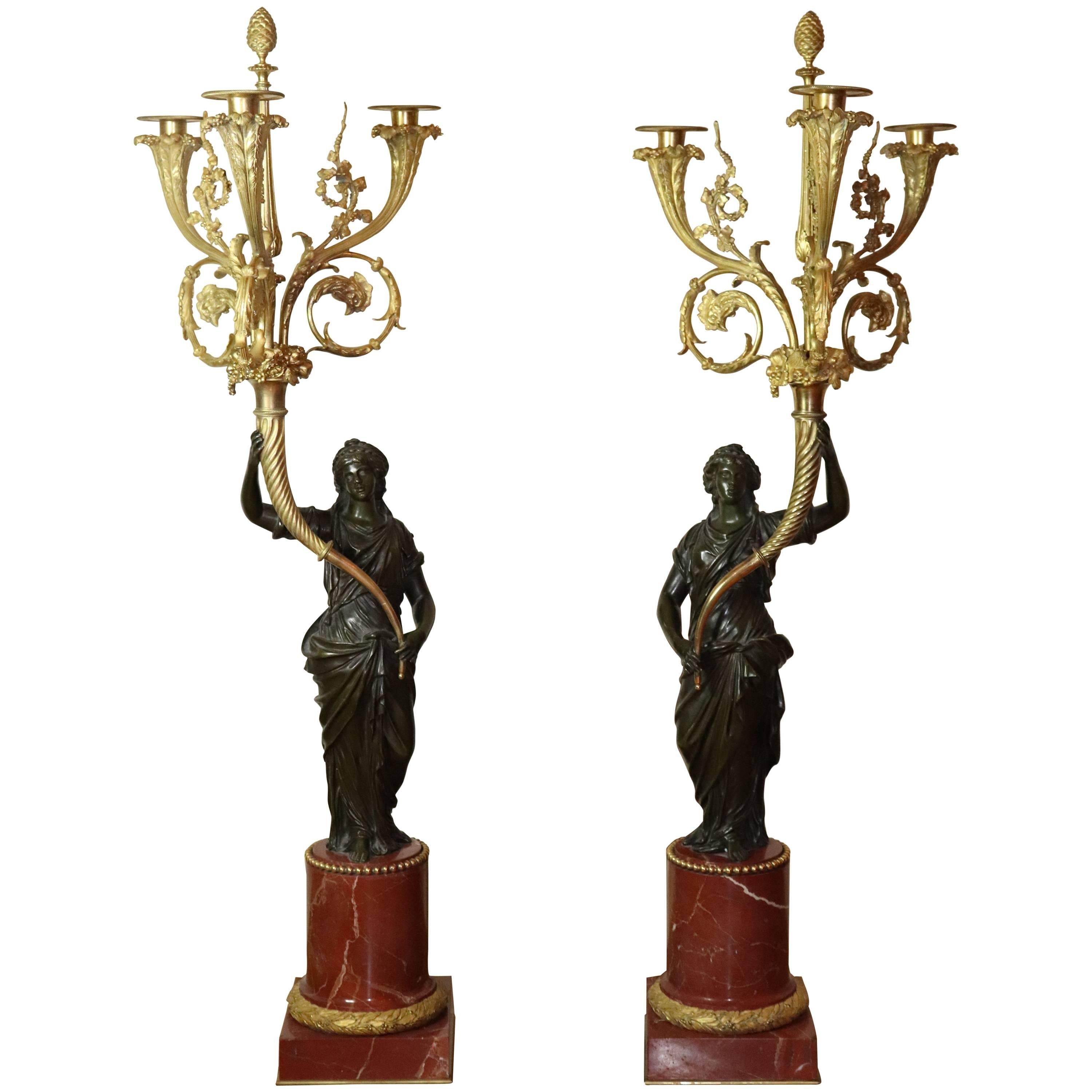 Pair of Louis XVI Candelabra Attributed to Jean-Jacques Foucou For Sale