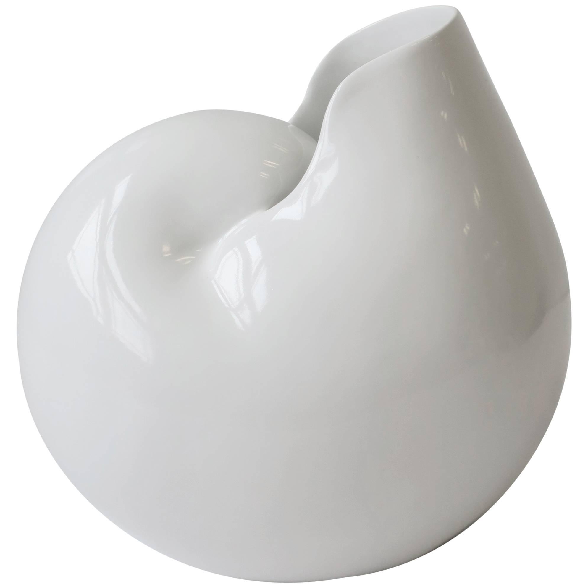 Italian White Ceramic Nautilus Shell Centrepiece Sculpture