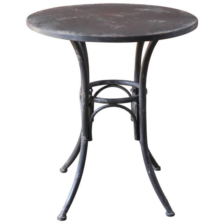 Distressed Metal Patio Bistro Table at 1stDibs