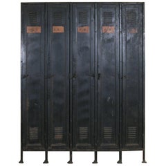 Set of Antique 1920s Steel and Cast Iron Lockers