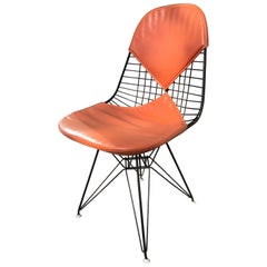 Early Original Brown Naugahyde Eames DKR Chair with Bikini Cover