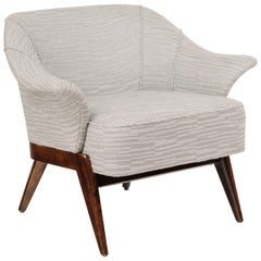 Mid-Century Modern Stingray Armchair in Embossed Woven Wool 