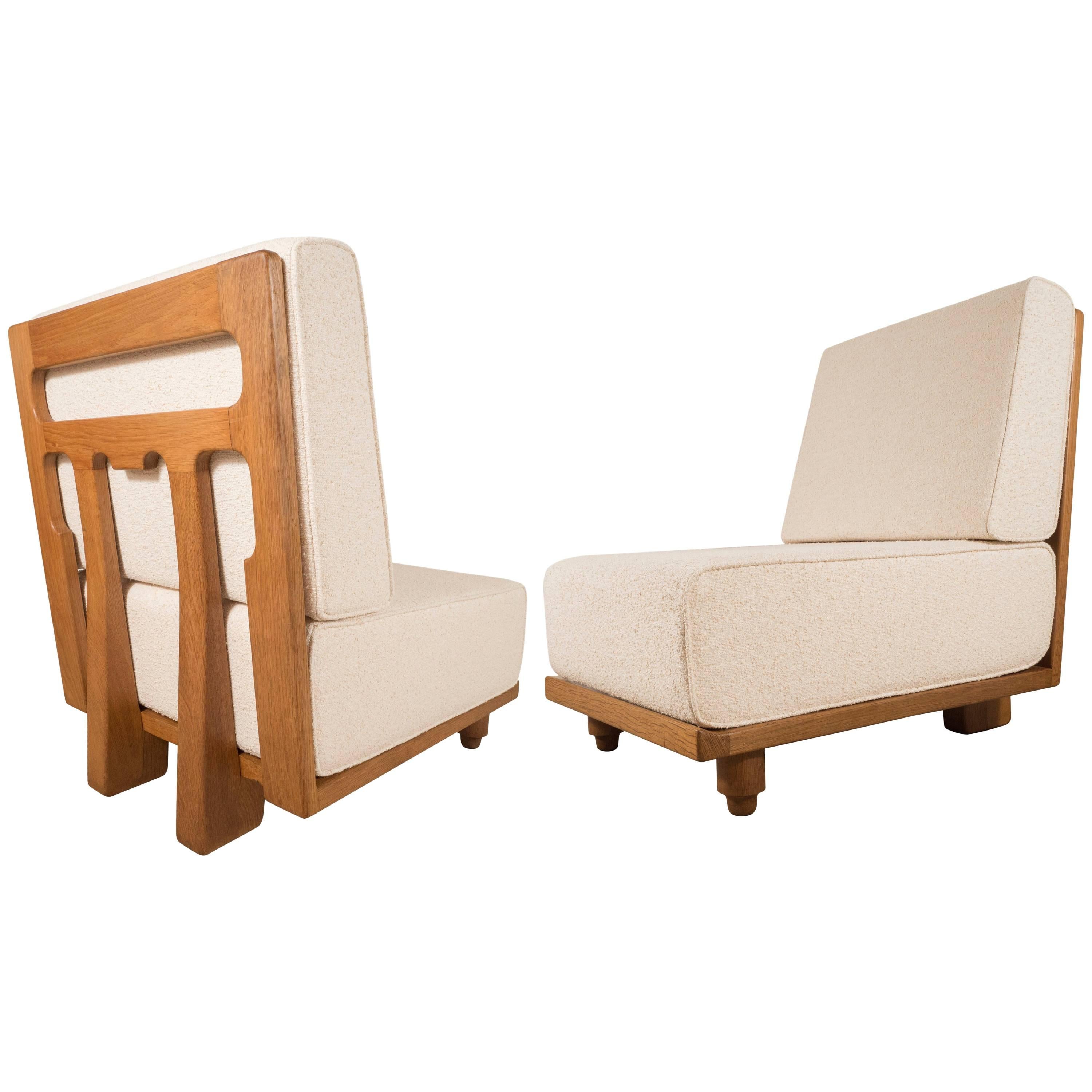Pair of Slipper Chairs by Guillerme & Chambron, France, circa 1950